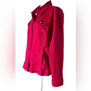 Roz & Ali Hot Pink Denim Trucker Style Jacket